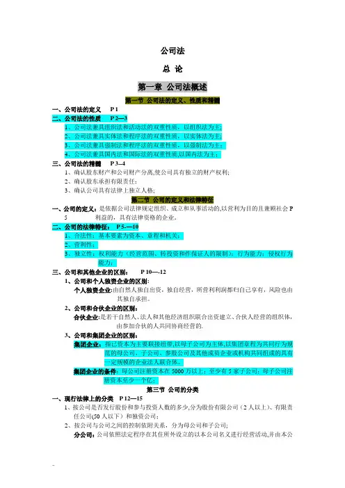 自考公司法笔记(重点标记)