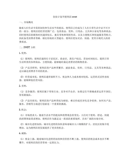 创业计划书便利店swot