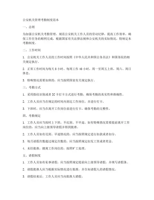 公安机关管理考勤制度范本