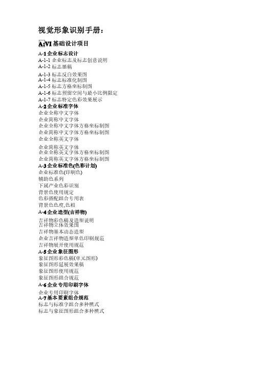 完整的VI手册目录