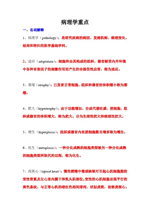 病理学复习参考(1-6章)