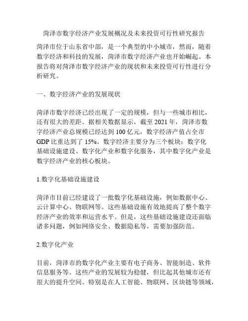 菏泽市数字经济产业发展概况及未来投资可行性研究报告