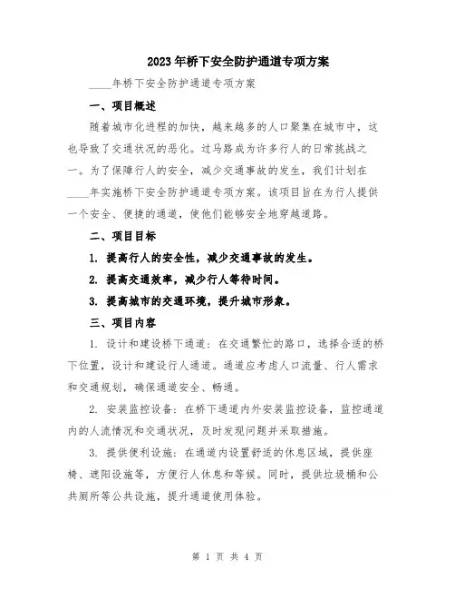 2023年桥下安全防护通道专项方案