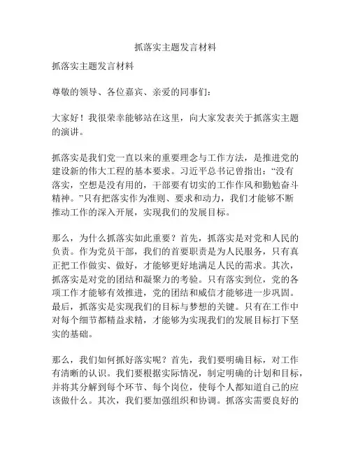 抓落实主题发言材料