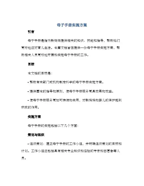 母子手册实施方案