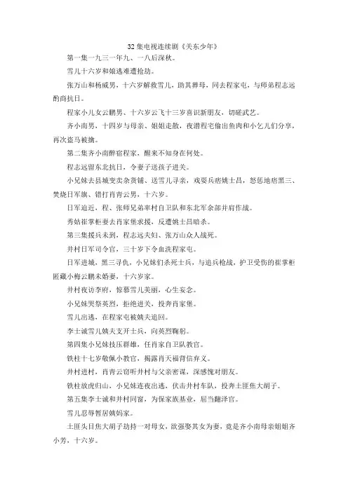 最新-32集电视连续剧《关东少年》 精品