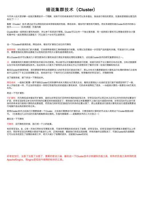 细说集群技术（Cluster）