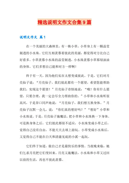 精选说明文作文合集9篇