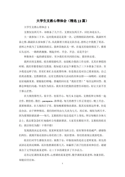 大学生支教心得体会(精选13篇)