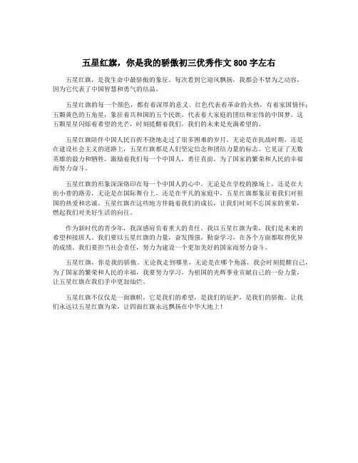 五星红旗,你是我的骄傲初三优秀作文800字左右