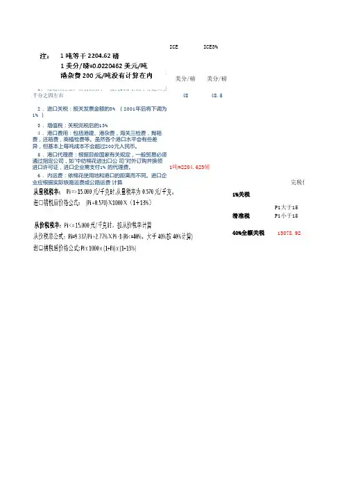 进口棉成本计算