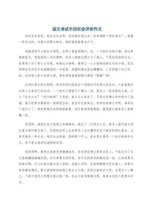 语文考试中的社会评论作文