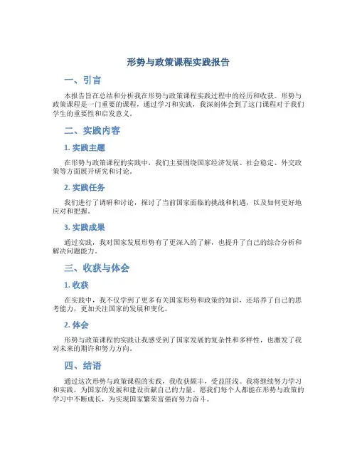 形势与政策课程实践报告
