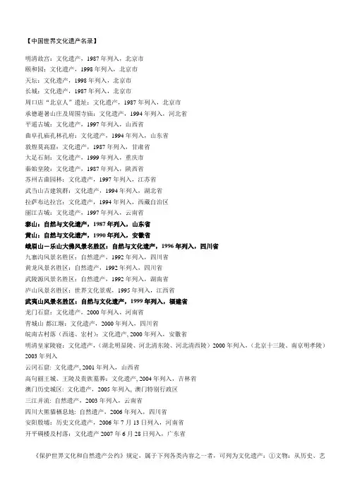 世界遗产名录