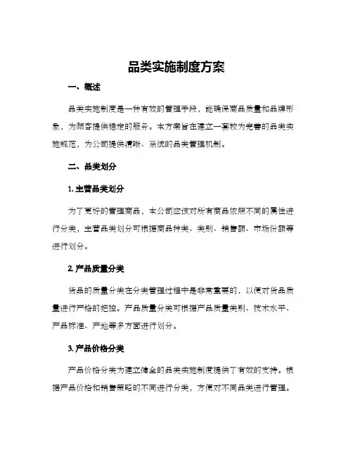 品类实施制度方案