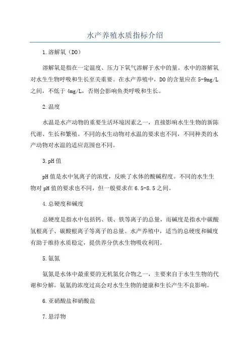 水产养殖水质指标介绍