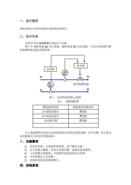 (涡轮流量计双闭环流量比值控制系统设计)