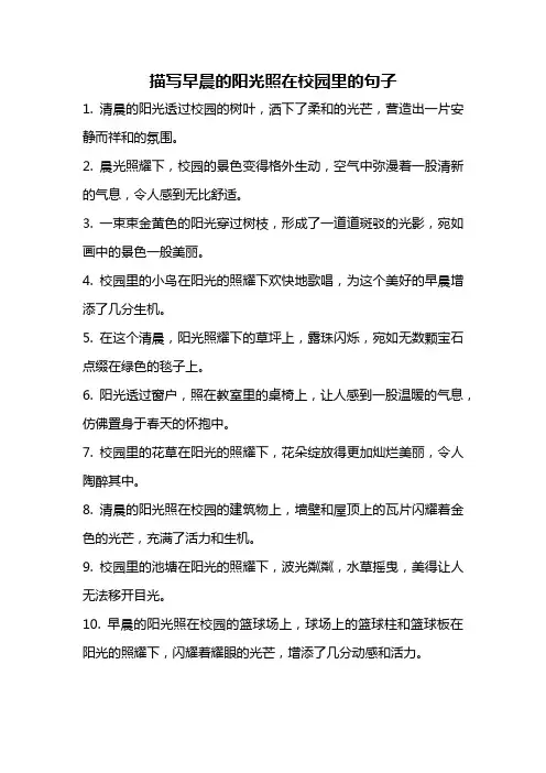 描写早晨的阳光照在校园里的句子