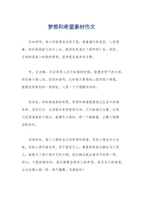 梦想和希望素材作文