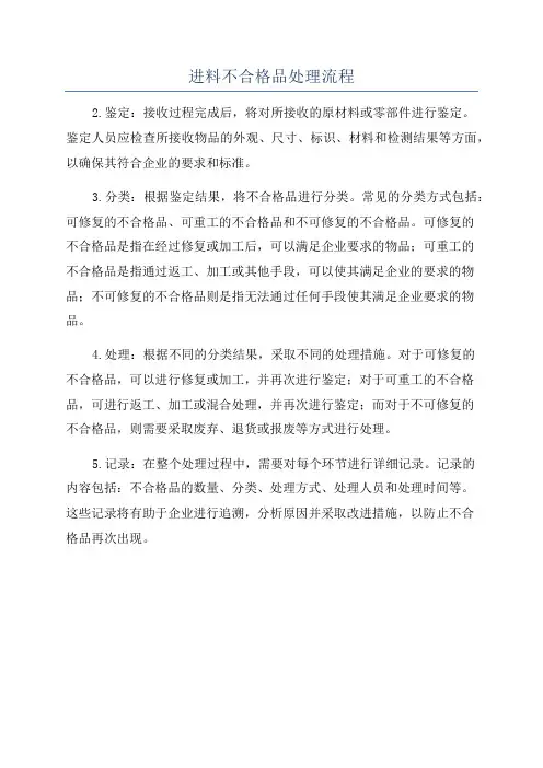 进料不合格品处理流程