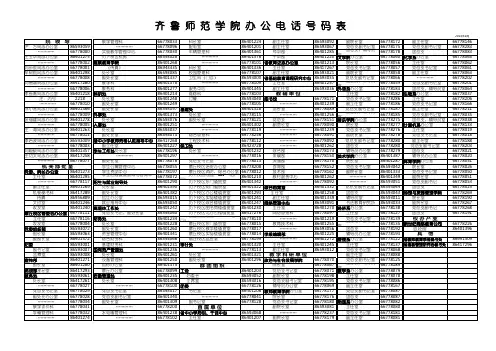 齐鲁师范学院电话簿