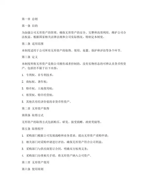 公司无形资产的管理制度