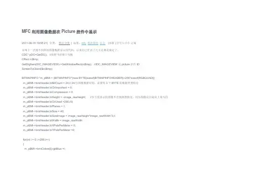 MFC利用图像数据在Picture控件中显示