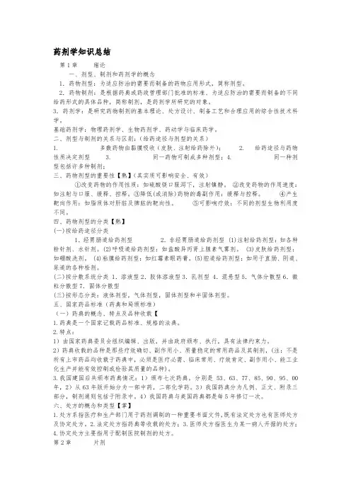 药剂学重点知识汇总
