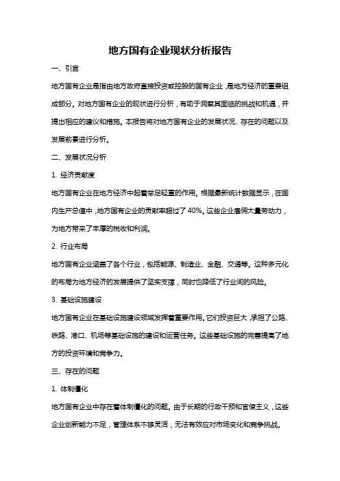 地方国有企业现状分析报告