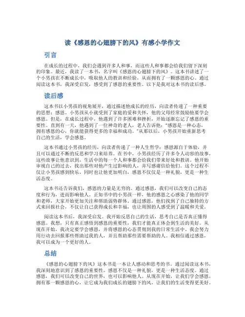 读《感恩的心翅膀下的风》有感小学作文字