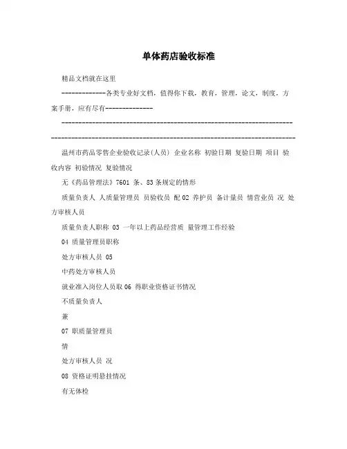 单体药店验收标准