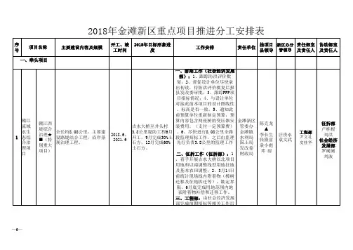 2018年重点项目推进分工安排表101010