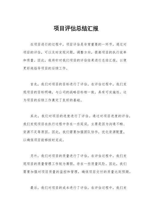 项目评估总结汇报