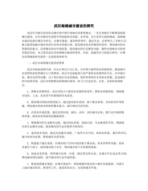 武汉海绵城市建设的探究