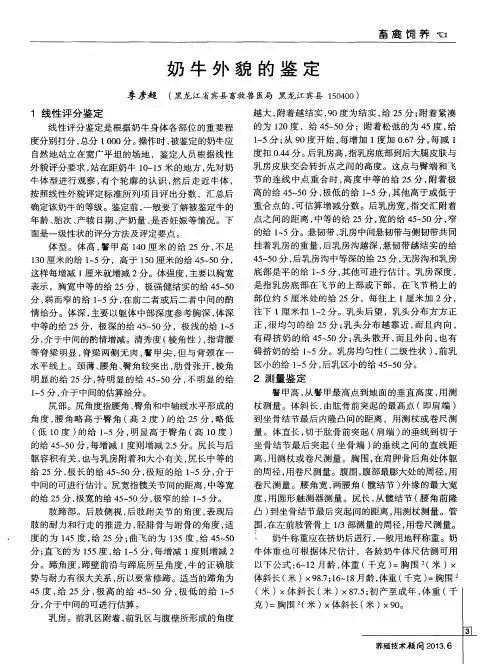 奶牛外貌的鉴定