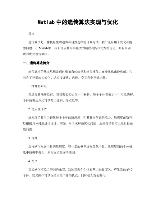 Matlab中的遗传算法实现与优化