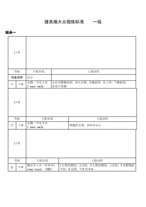 《全国健美操大众锻炼标准》第三套大众一级动作图解