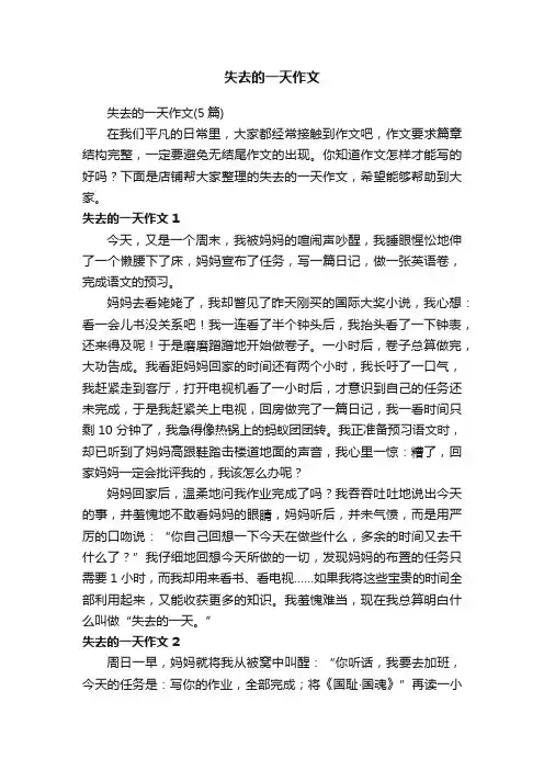 失去的一天作文