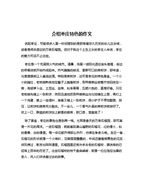 介绍枣庄特色的作文