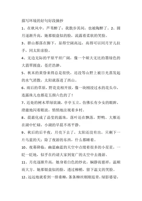 描写环境的好句好段摘抄