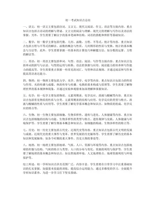 初一考试知识点总结