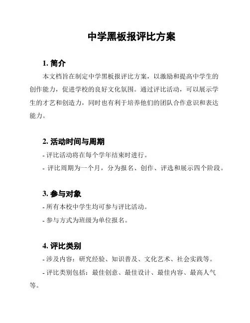 中学黑板报评比方案