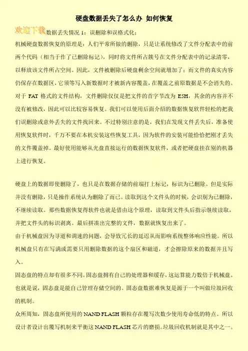 硬盘数据丢失了怎么办 如何恢复
