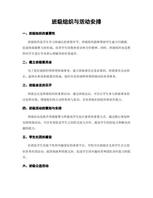 班级组织与活动安排