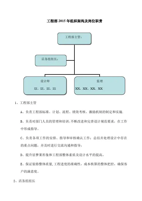 家纺工程部组织架构及岗位职责