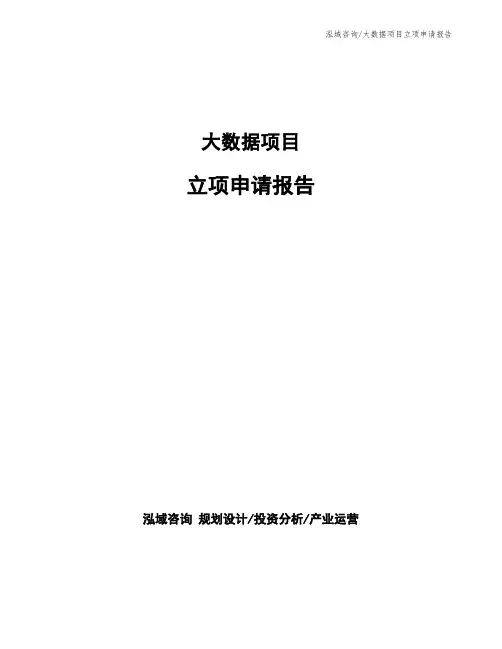 大数据项目立项申请报告