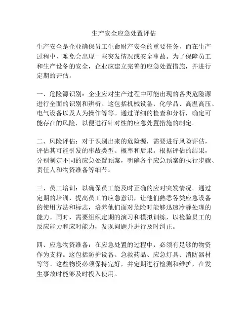 生产安全应急处置评估