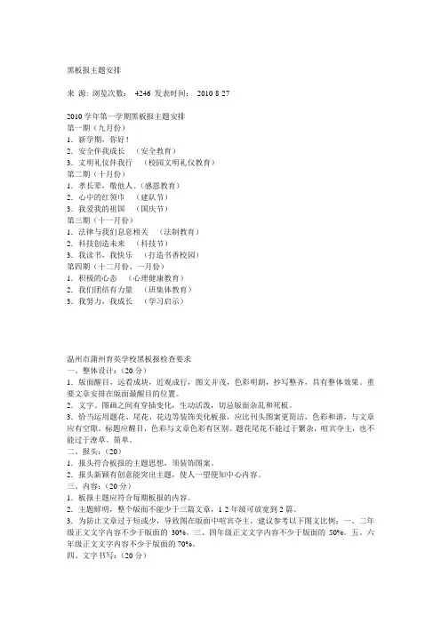 黑板报主题安排