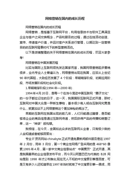 网络营销在国内的成长历程