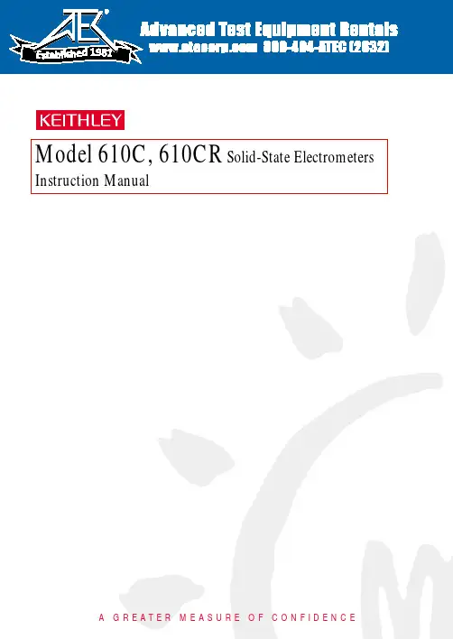 Model 610C, 610CR Solid-State Electrometers 说明书